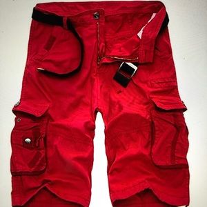 CLEARANCE! Loose Fit Twill Cargo Shorts NWT - Red
